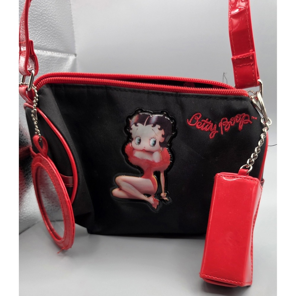 Betty Boop Black Red Shoulder Bag Purse Wristlet Wallet Charm Y2K Retro